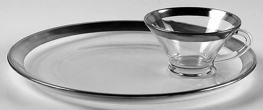 Silver Band Snack Plate & Cup Set by Dorothy Thorpe-1