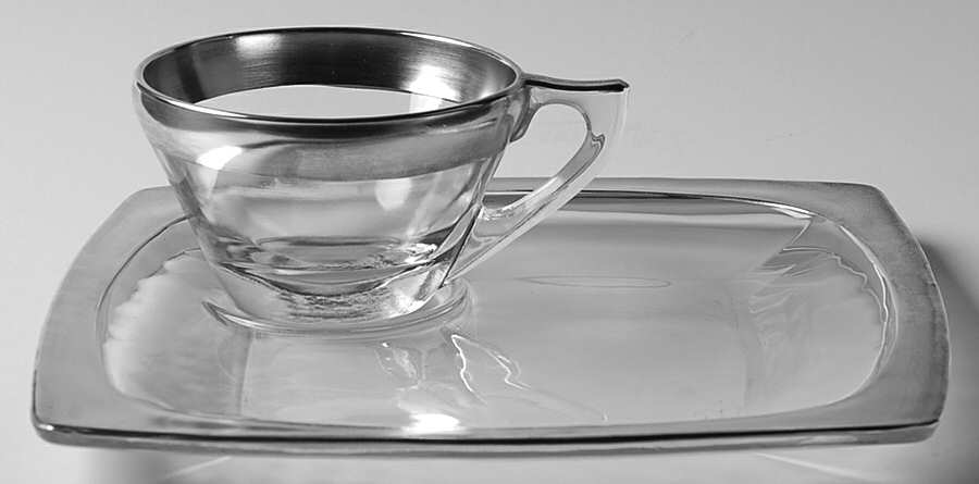 Silver Band Snack Plate & Cup Set by Dorothy Thorpe-1