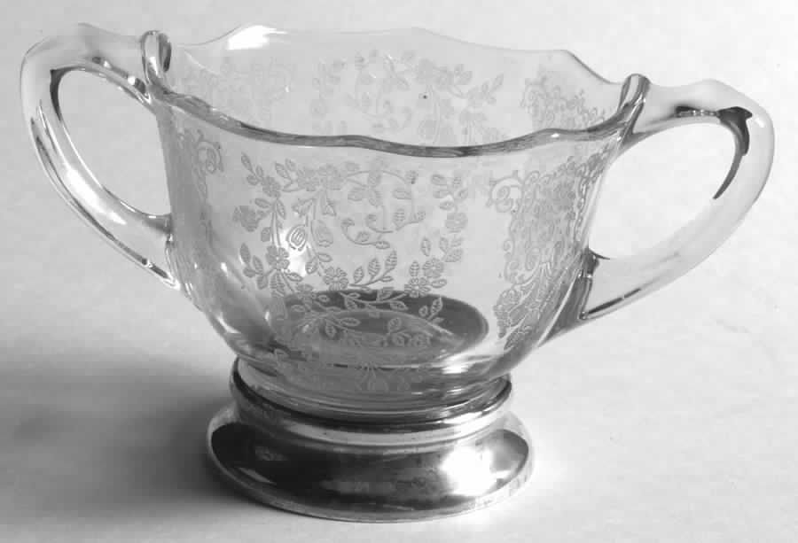 Adoration (Etched) Open Sugar Bowl with Sterling Base by Duncan & Miller-1