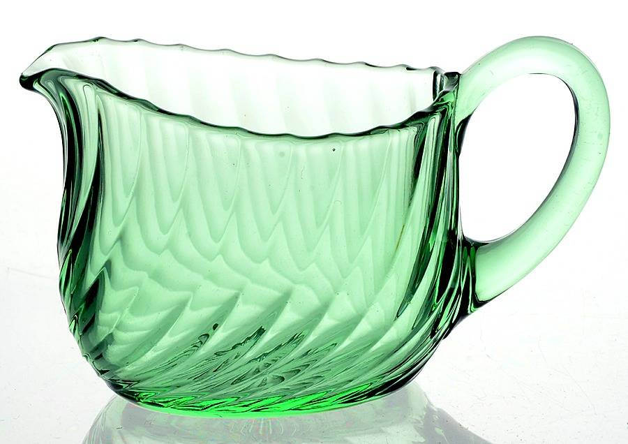 Spiral Flutes Green Creamer by Duncan & Miller-1