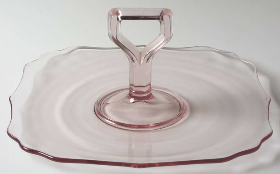 99 Pink Center Handle Tray by Diamond Glass Company-1