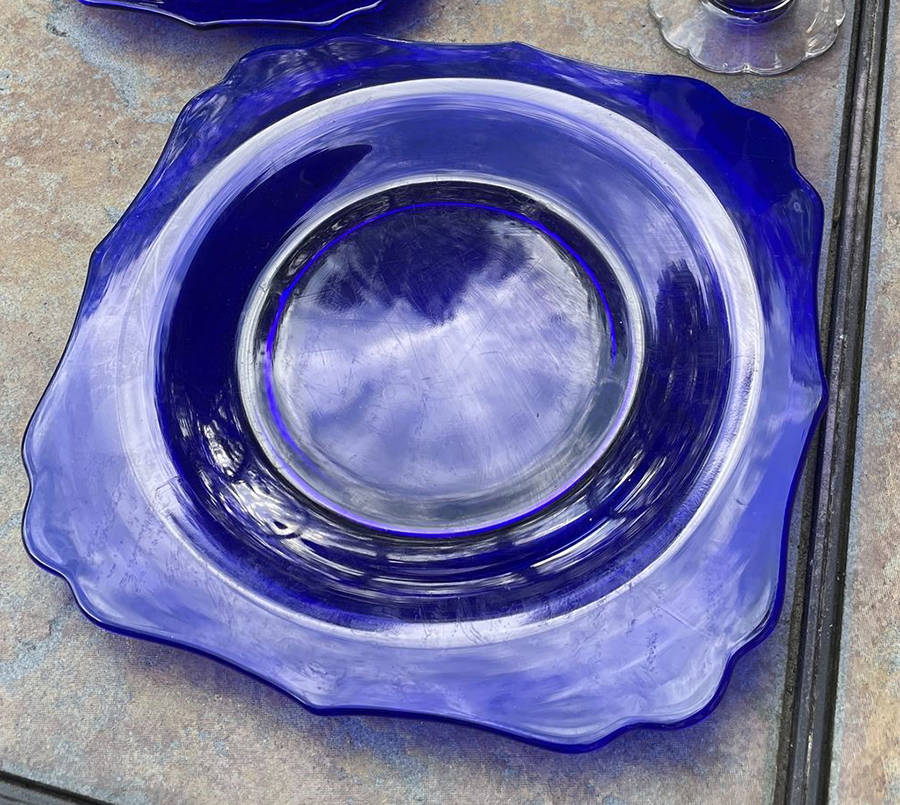 99 Cobalt Blue Luncheon Plate by Diamond Glass Company-1