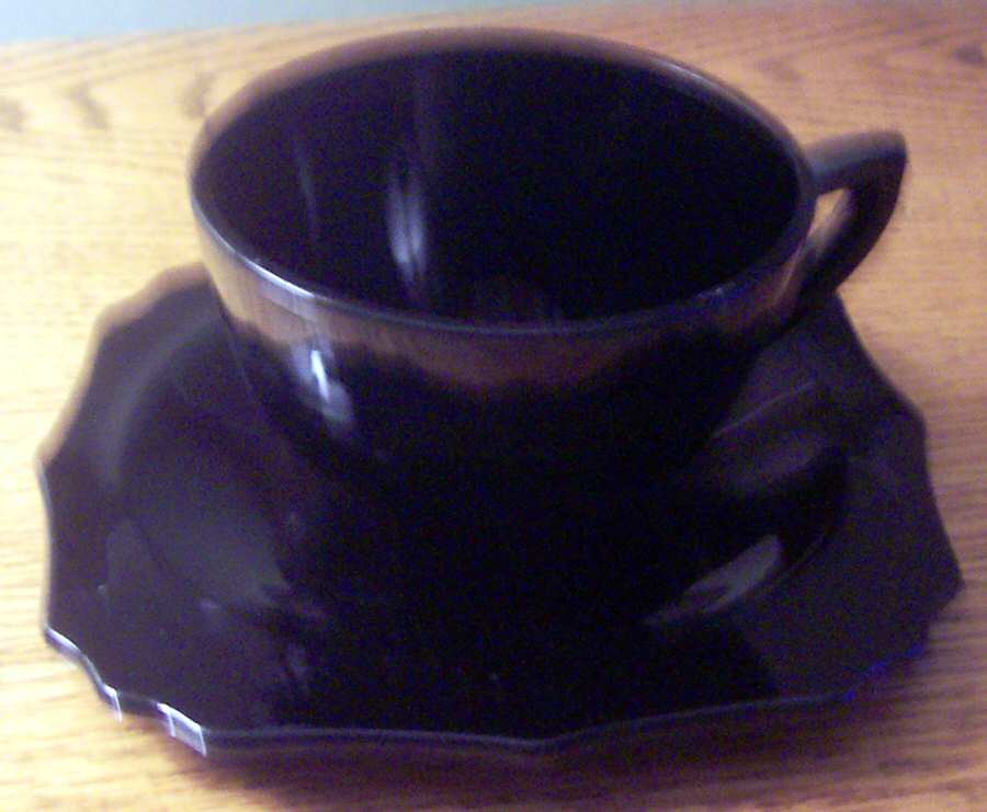 99 Black Cup & Saucer Set by Diamond Glass Company-1