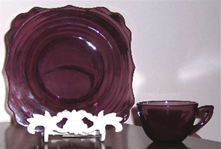 99 Amethyst Cup & Saucer Set by Diamond Glass Company-1