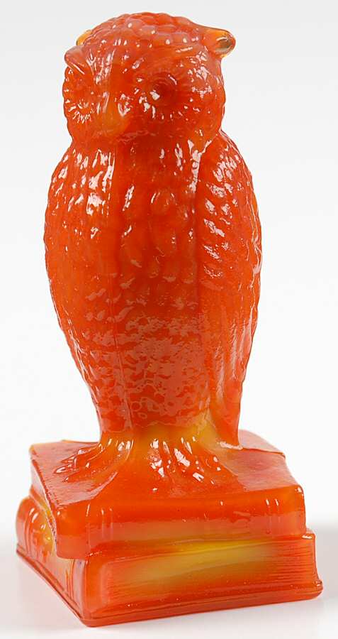 Animals & Figurines Owl on Books by Degenhart Glass Co-1