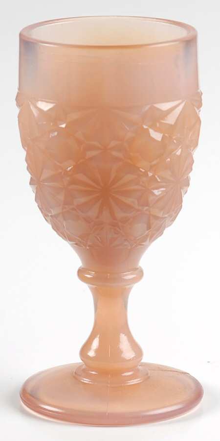 Daisy and Button Crown Tuscan (Opaque Pink) Wine Glass by Degenhart Glass Co-1