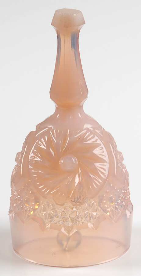 Buzz Saw Crown Tuscan (Opaque Pink) Bell Made From Wine Glass by Degenhart Glass Co-1