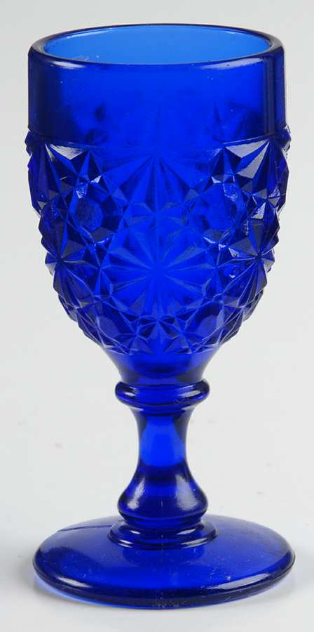 Daisy and Button Cobalt Blue Wine Glass by Degenhart Glass Co-1