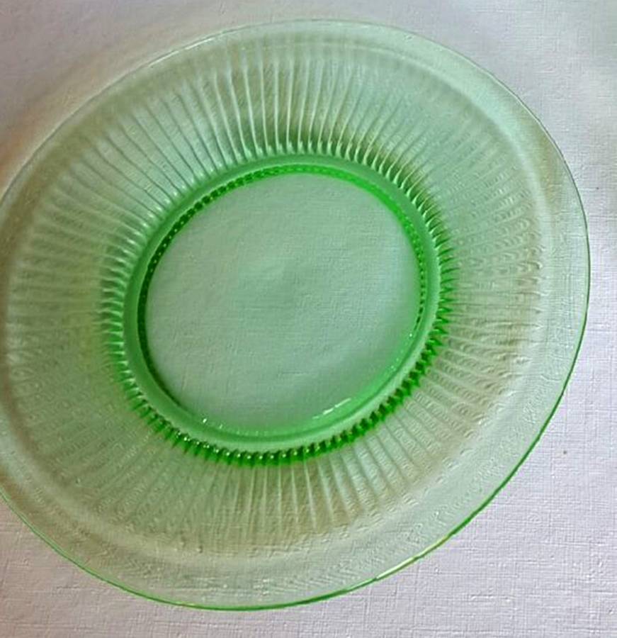 Adams Rib Green Luncheon Plate by Diamond Glass Company-1