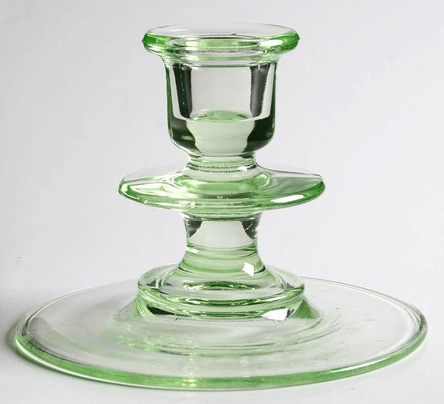625 Green Single Light Candlestick by Diamond Glass Company-1