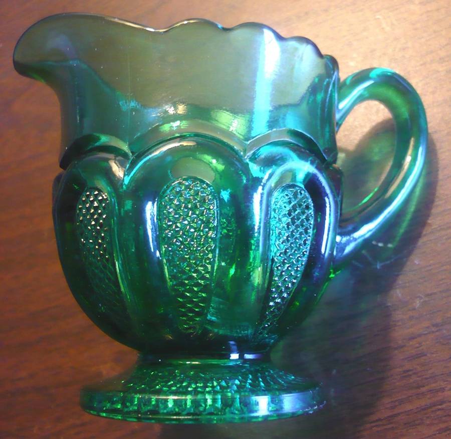 Texas Emerald Green Creamer by Degenhart Glass Co-1