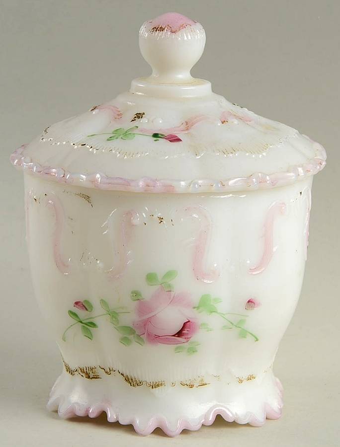 Astoria Rose Sugar Bowl & Lid by Dithridge Glass Comp-1
