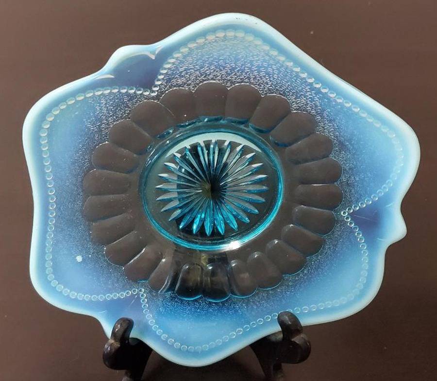 Blocked Thuimbprint & Beads Blue Opalescent Bon Bon by Dugan-1