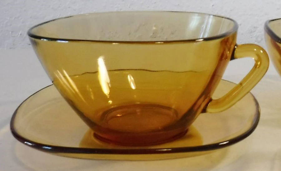 DRX10 Yellow Flat Cup & Saucer Set by Duralex-1