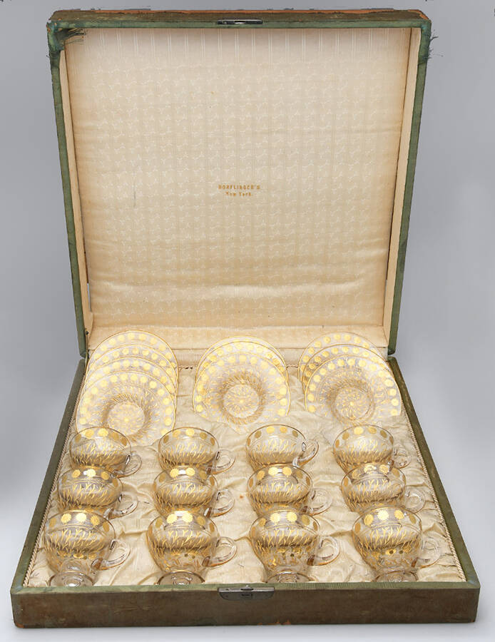 DFC5 Boxed Set of 12 Footed Demi Cups & 10 Demi Saucers by Dorflinger-1