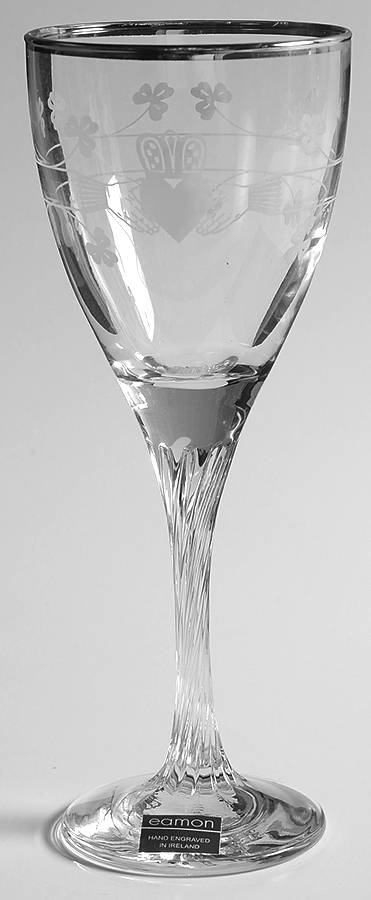 Claddagh (Platinum Trim) Wine Glass by Eamon Glass-1