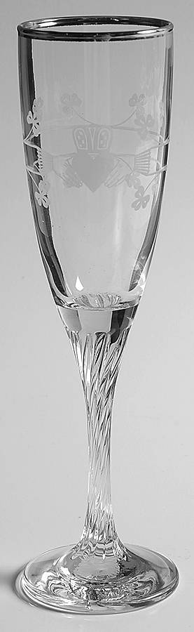 Claddagh (Platinum Trim) Fluted Champagne by Eamon Glass-1