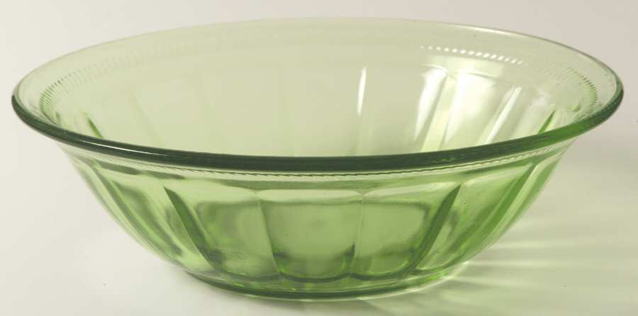 Colonial Fluted Green 7" Large Fruit Bowl by Federal Glass -1