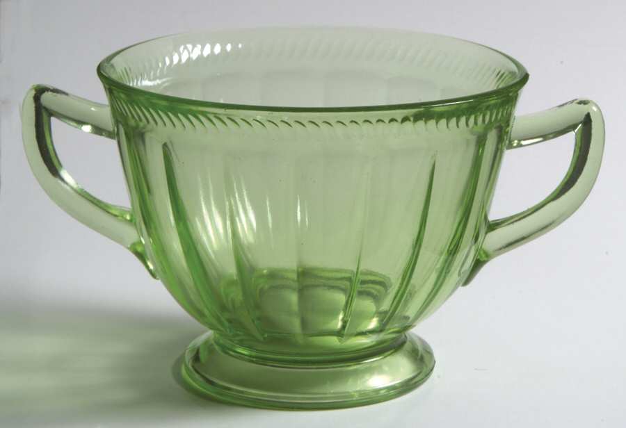Colonial Fluted Green Open Sugar by Federal Glass -1