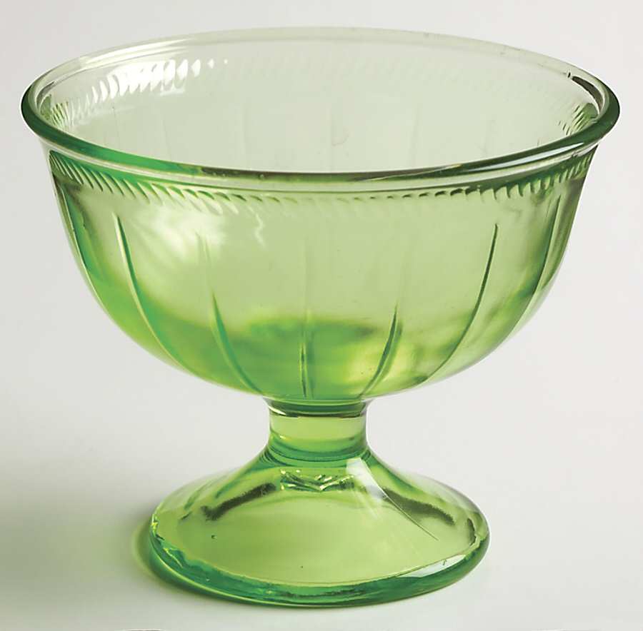 Colonial Fluted Green Champagne/Tall Sherbet by Federal Glass -1