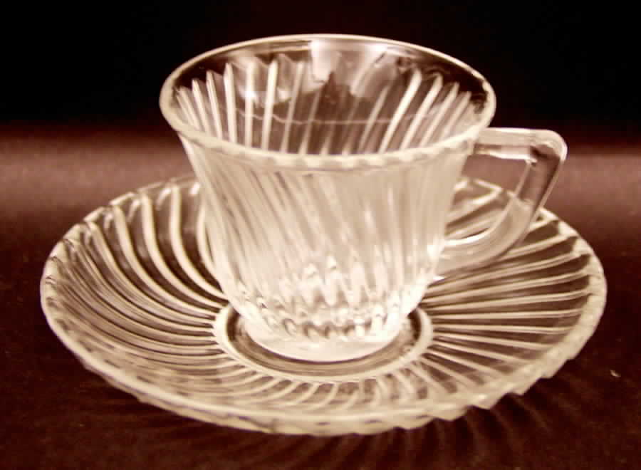 Diana Clear Demitasse Cup & Saucer Set by Federal Glass -1