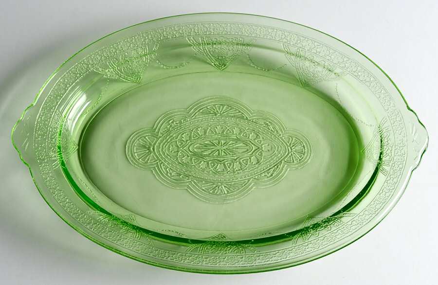Georgian Green 11" Oval Platter by Federal Glass -1