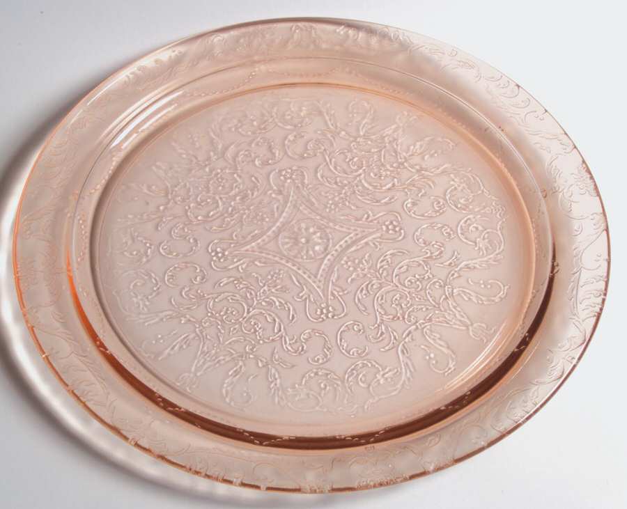 Madrid Pink Cake Plate by Federal Glass -1