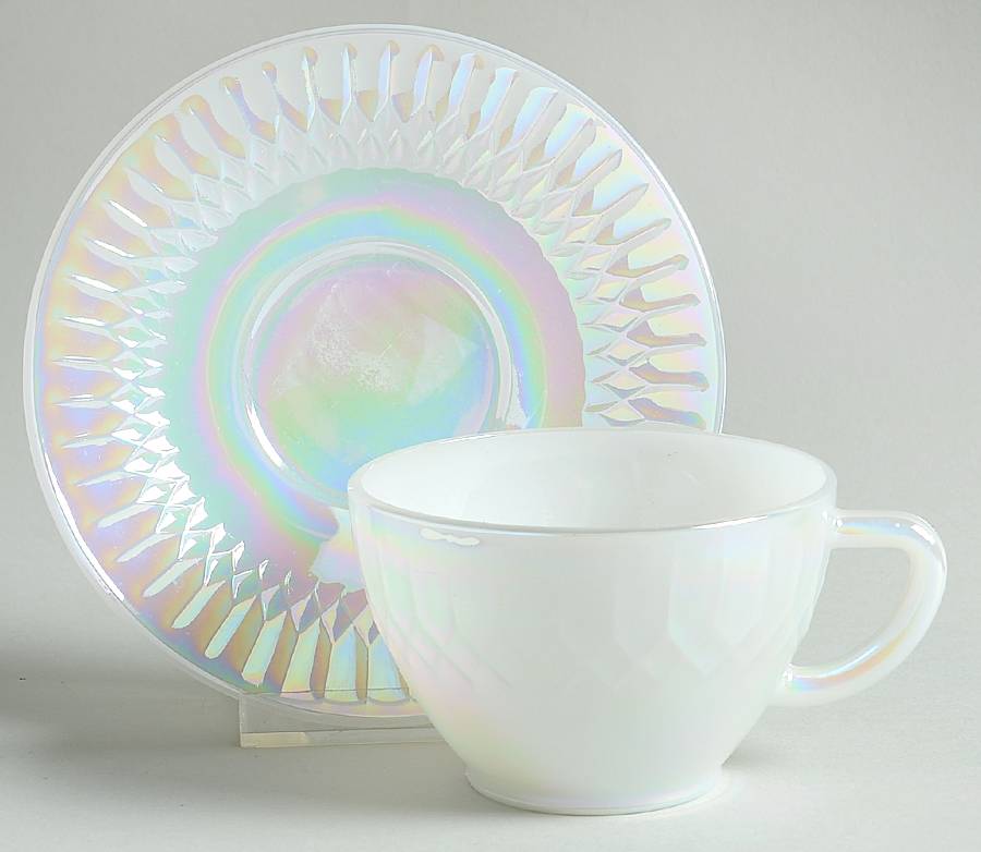 Moonglow (Iridescent) Cup & Saucer Set by Federal Glass -1