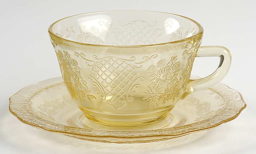 Normandie Amber Cup & Saucer Set by Federal Glass -1