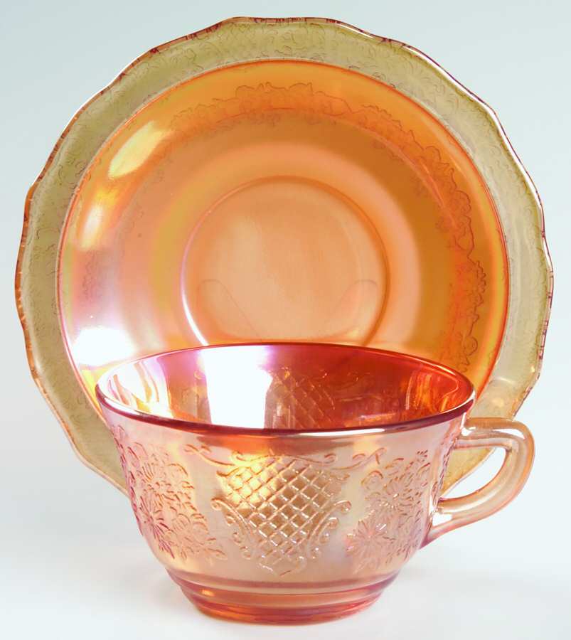 Normandie (Iridescent) Cup & Saucer Set by Federal Glass -1