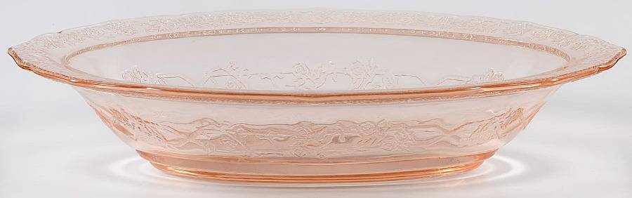 Normandie Pink Oval Vegetable Bowl by Federal Glass -1