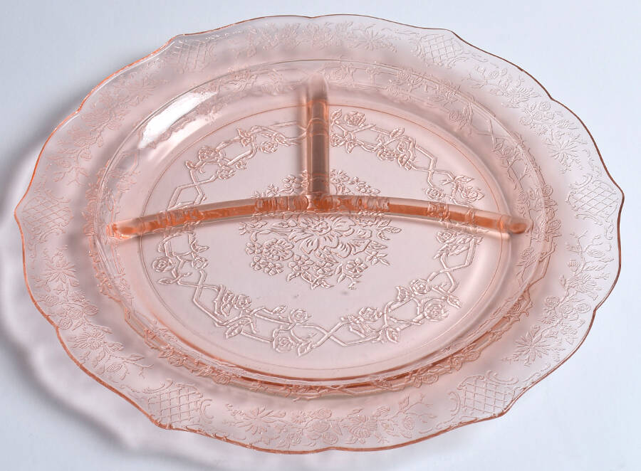 Normandie Pink Grill Plate by Federal Glass -1