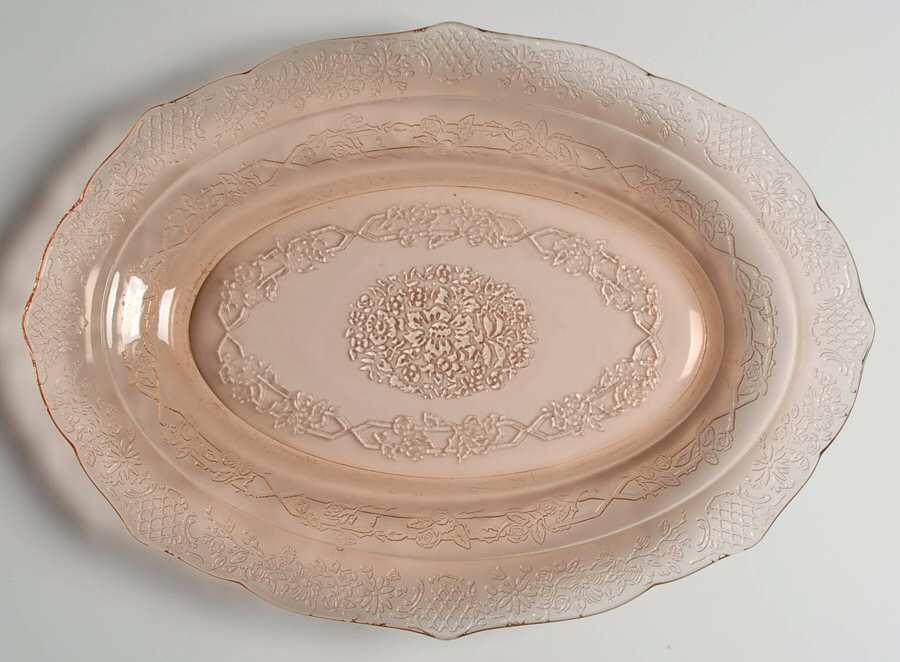 Normandie Pink 11" Oval Platter by Federal Glass -1