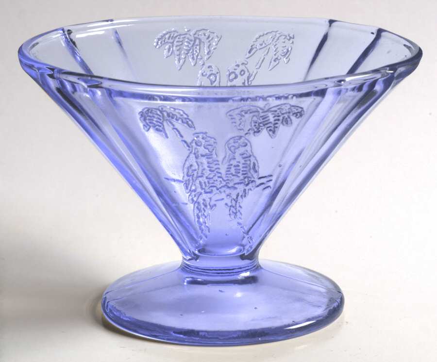 Parrot Blue Cone Shape Footed Sherbet by Federal Glass -1