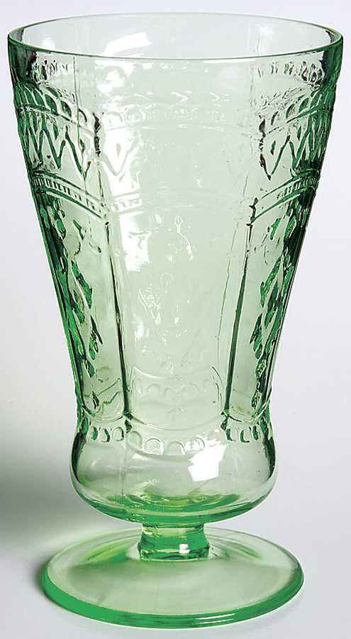 Patrician Green 8 Oz Footed Tumbler by Federal Glass -1