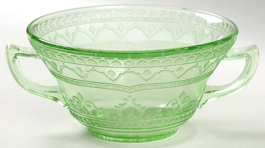 Patrician Green Cream Soup Bowl by Federal Glass -1