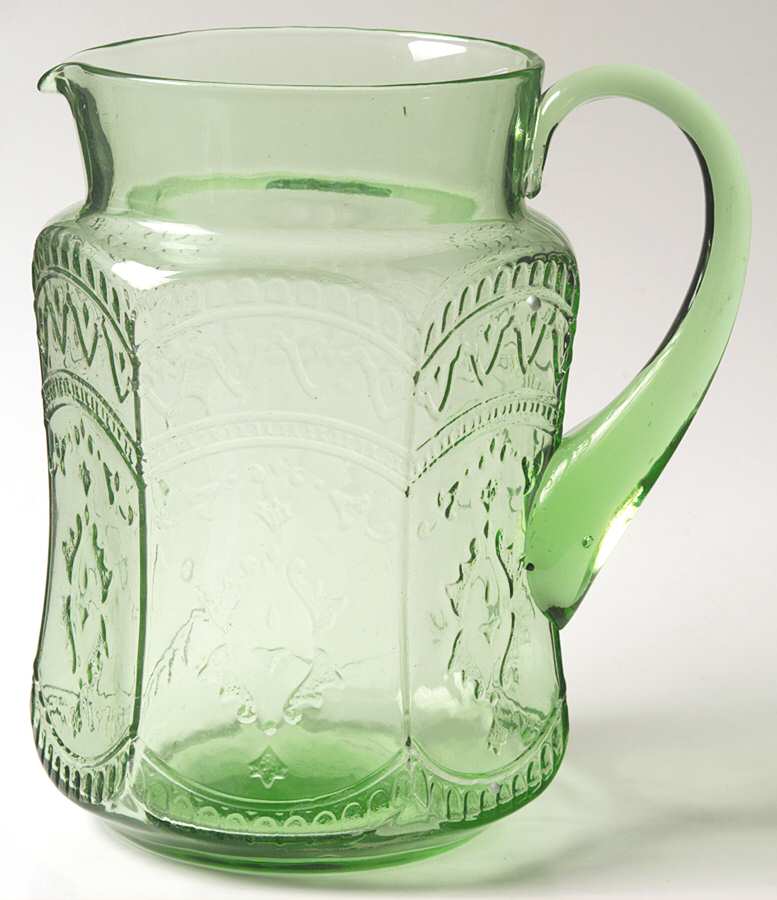 Patrician Green 75 Oz Applied Handle Pitcher by Federal Glass -1