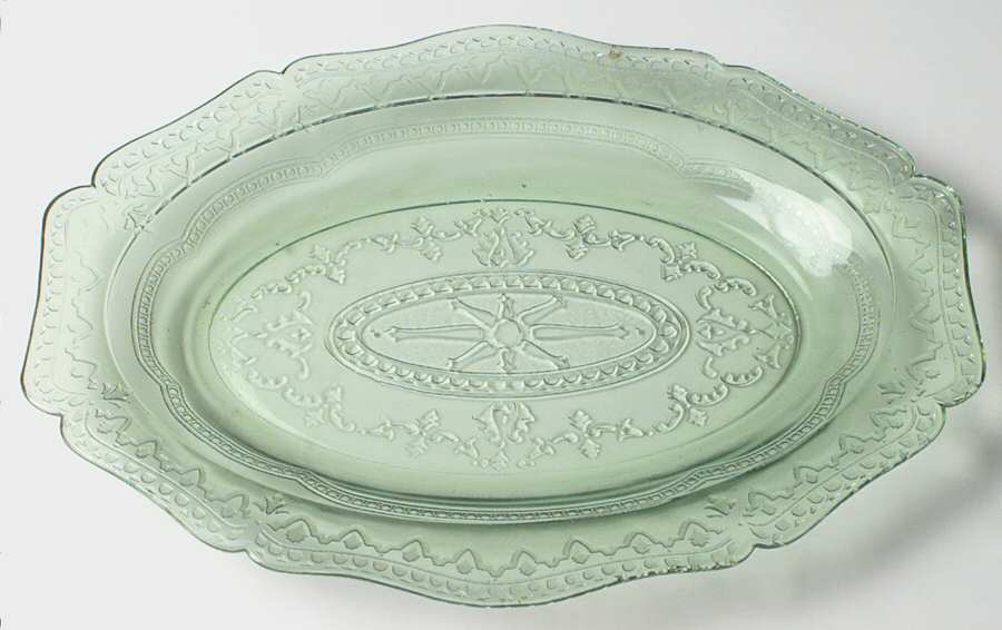 Patrician Green 11" Oval Platter by Federal Glass -1