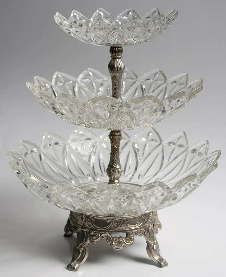 Petal Clear 3 Tier Serving Tray (CRB5,8,10) by Federal Glass -1