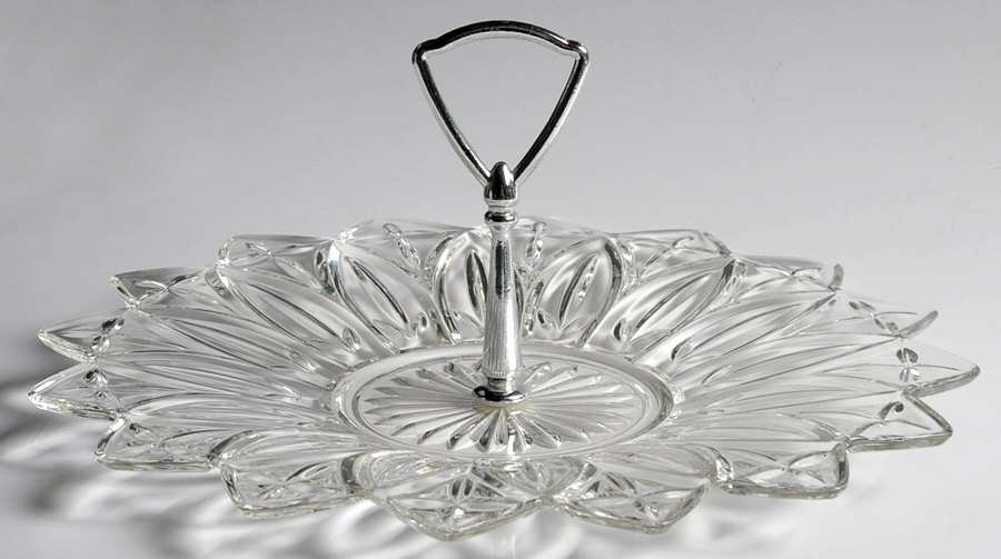 Petal Clear Sandwich Plate with Metal Handle by Federal Glass -1
