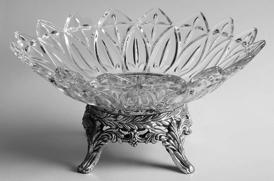 Petal Clear 10" Round Bowl Metal Base by Federal Glass -1