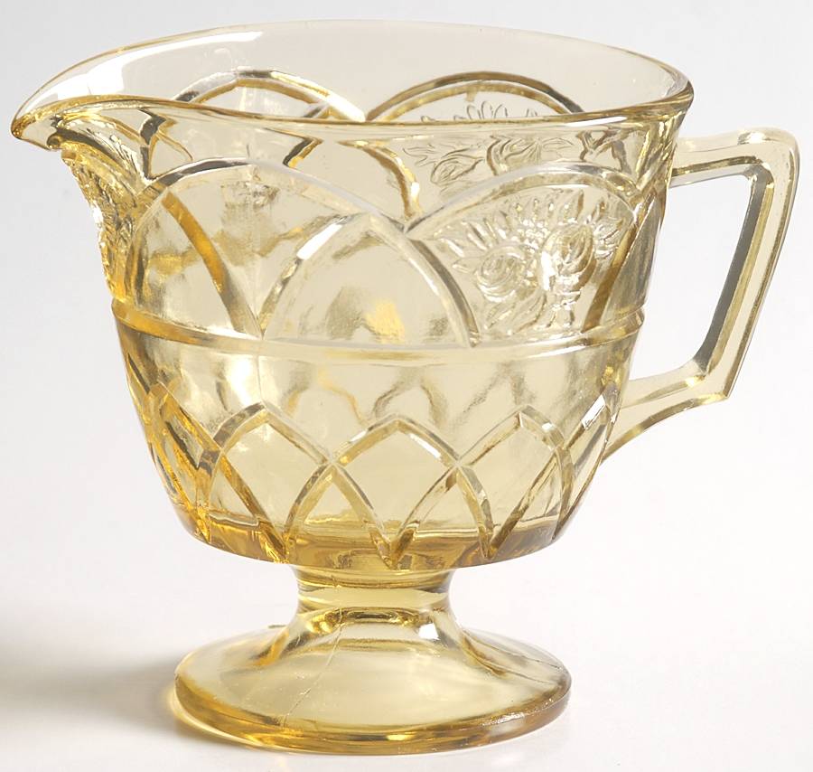 Rosemary Amber Footed Creamer by Federal Glass -1
