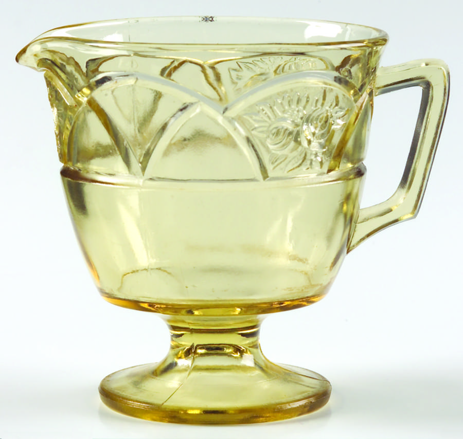 Rosemary Amber Footed Creamer by Federal Glass -1
