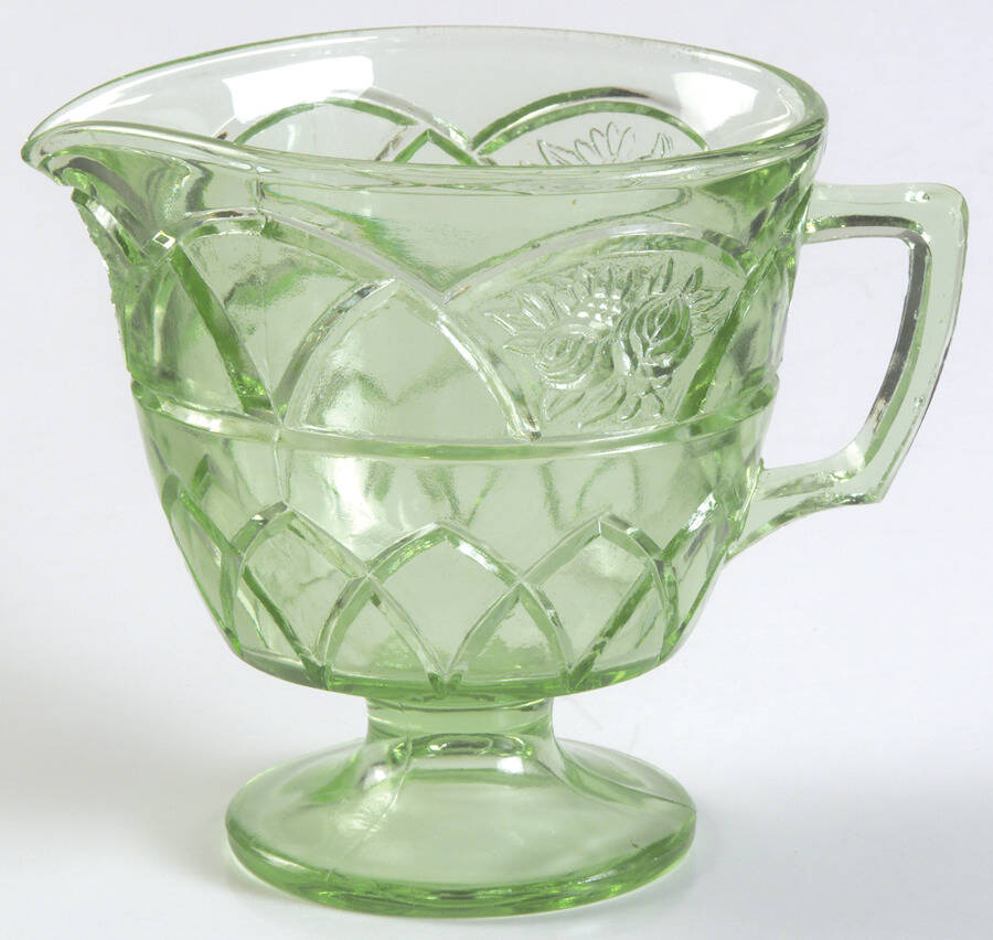 Rosemary Green Footed Creamer by Federal Glass -1