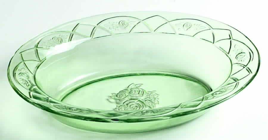 Rosemary Green Oval Vegetable Bowl by Federal Glass -1