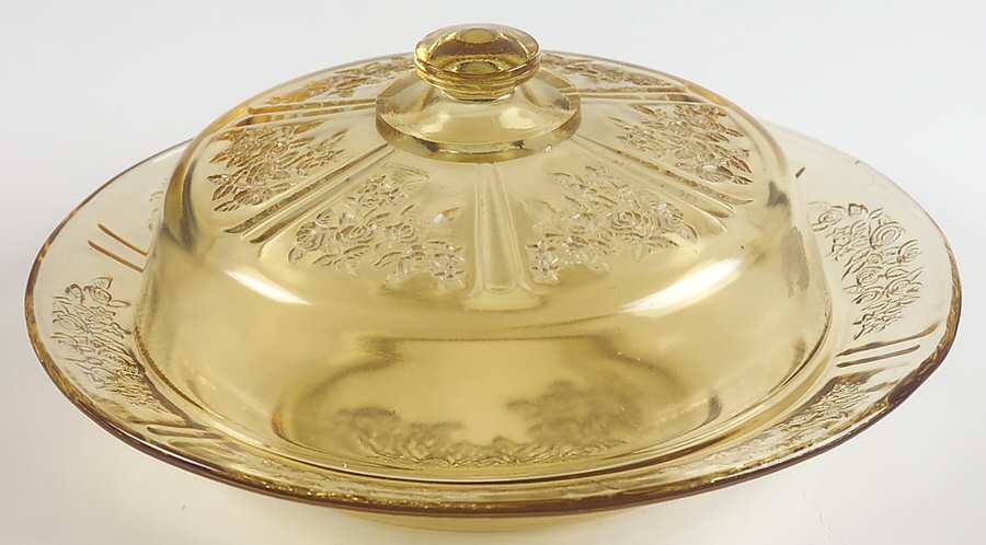 Sharon Amber Round Covered Butter by Federal Glass -1