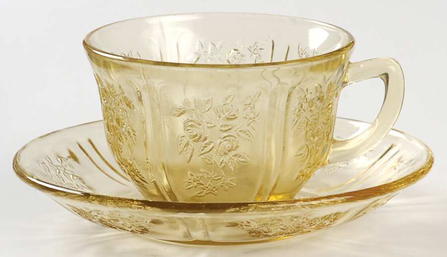 Sharon Amber Cup & Saucer Set by Federal Glass -1