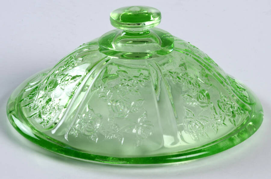 Sharon Green Lid for Footed Sugar Bowl by Federal Glass -1