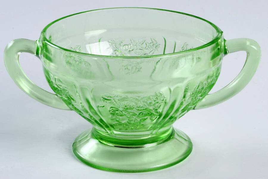 Sharon Green Footed Open Sugar by Federal Glass -1