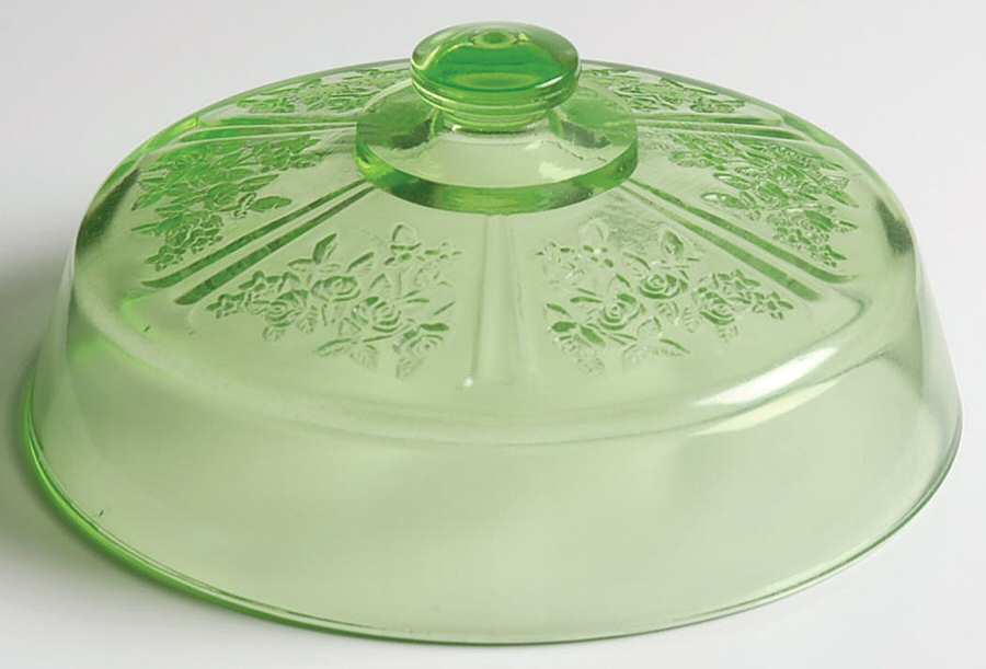 Sharon Green Lid for Round Butter by Federal Glass -1